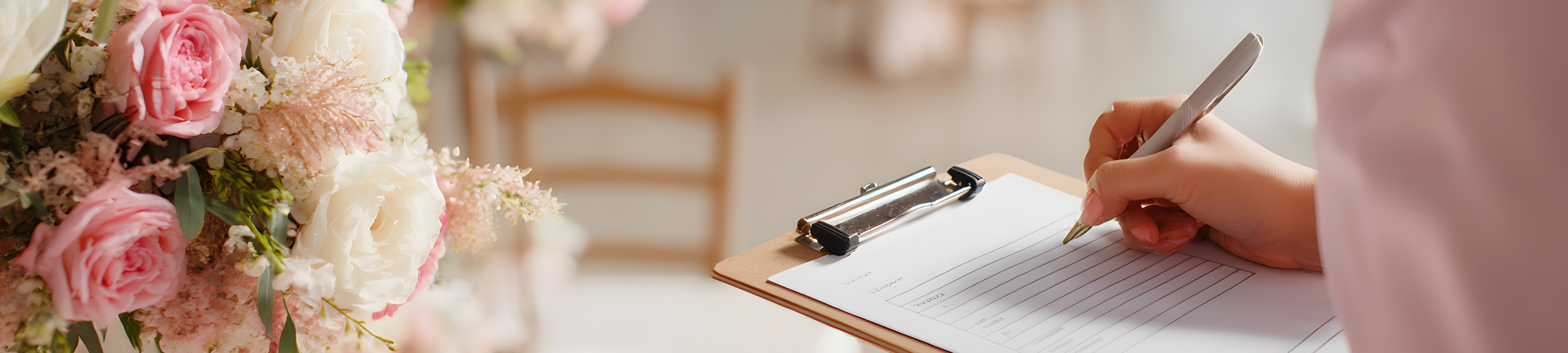 woman holding clipboard as part of event planning