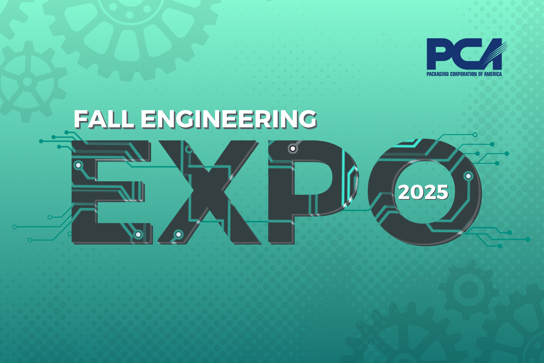 Engineering Expo Logo with gears background