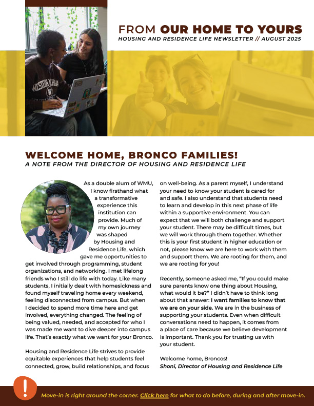 Housing family newsletter page 1