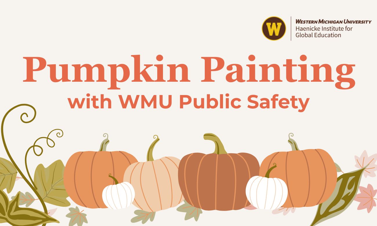 A pink poster advertising pumpkin painting with public safety