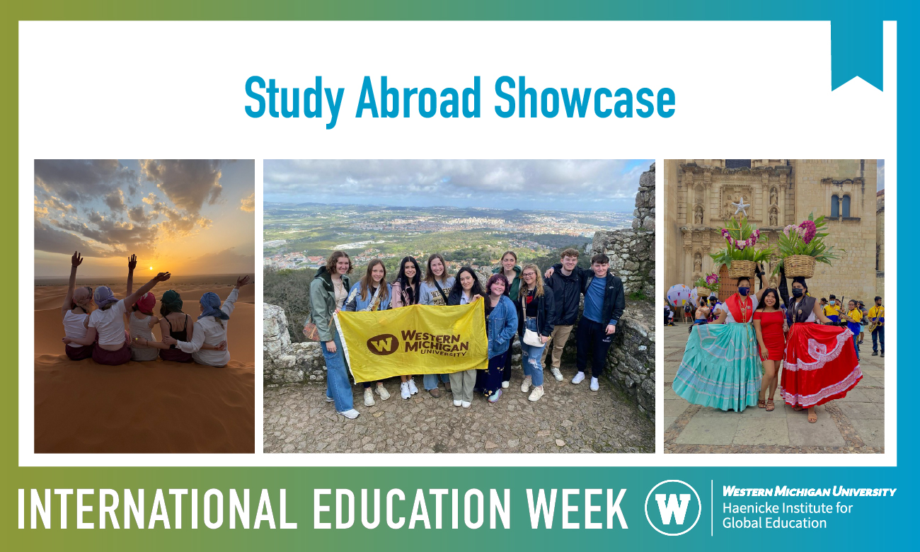 International Education Week Study Abroad Showcase promo, students studying abroad