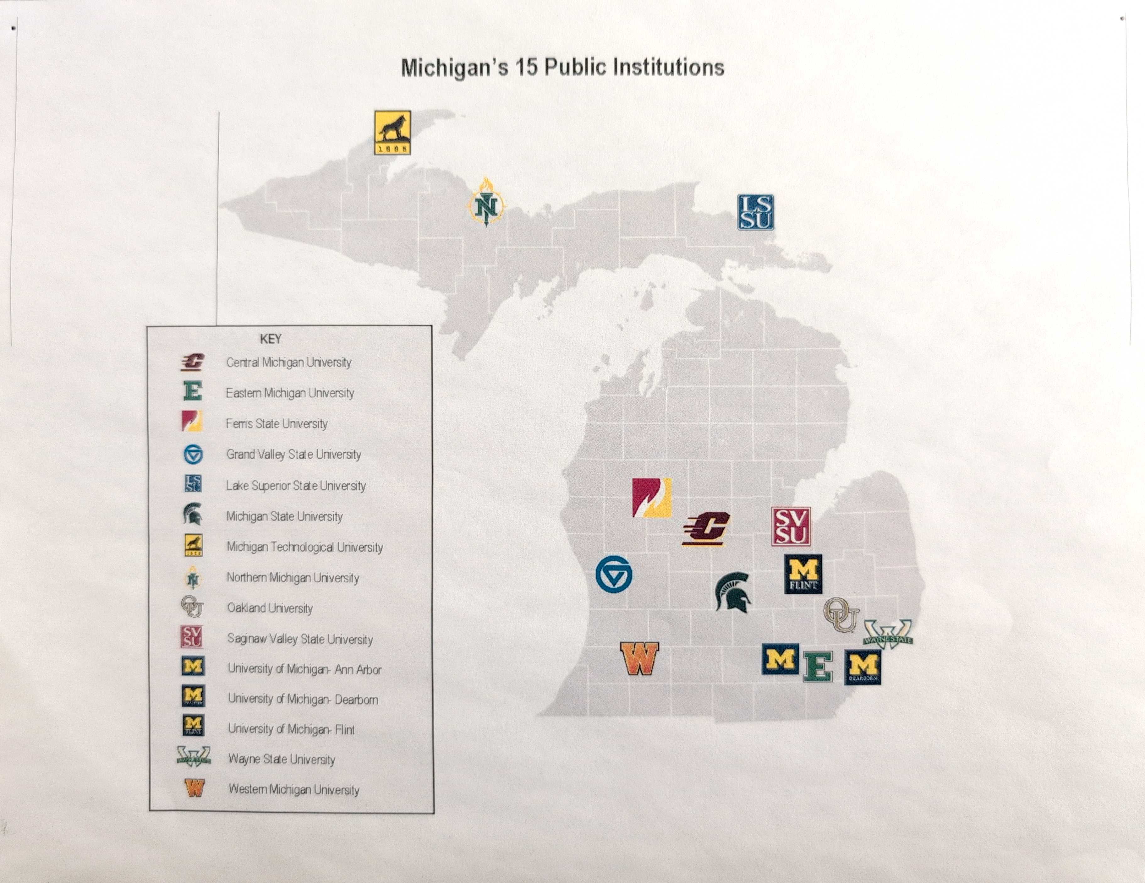Michigan state map with peer logos