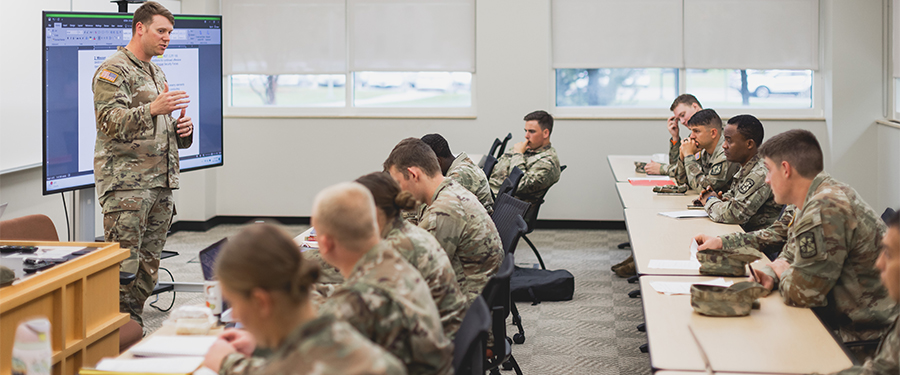 Classroom of ROTC cadets.