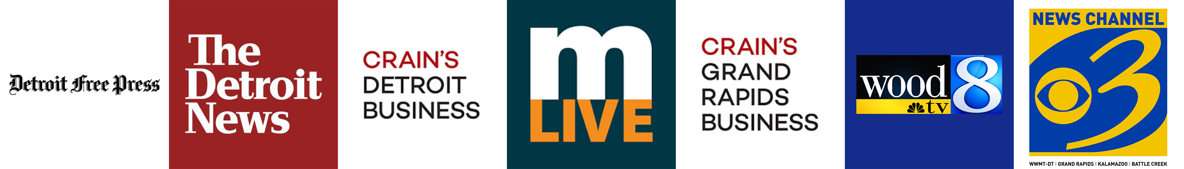 Detroit Free Press Detroit News Crain’s Detroit Business Crain’s Grand Rapids Business MLive WOOD TV WWMT