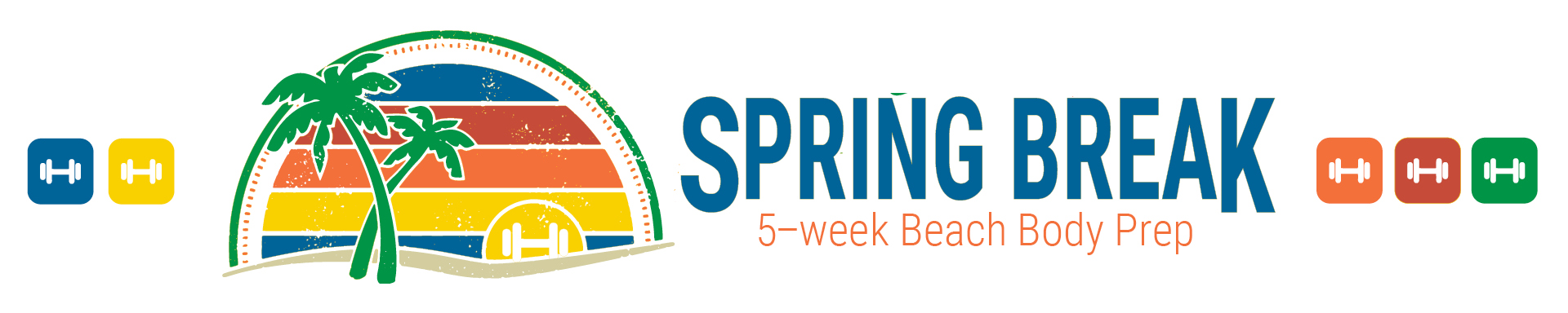 A graphical image of palm trees over a beach sunset.