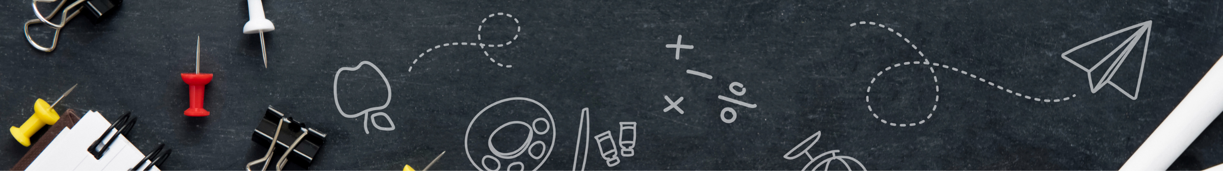 chalkboard background with school supplies on top