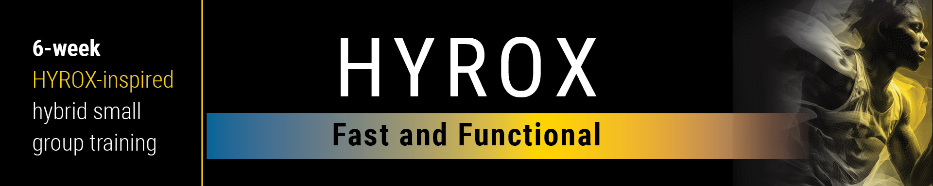 A man running fast with the wording Hydrox fast and functional trailing behind him.