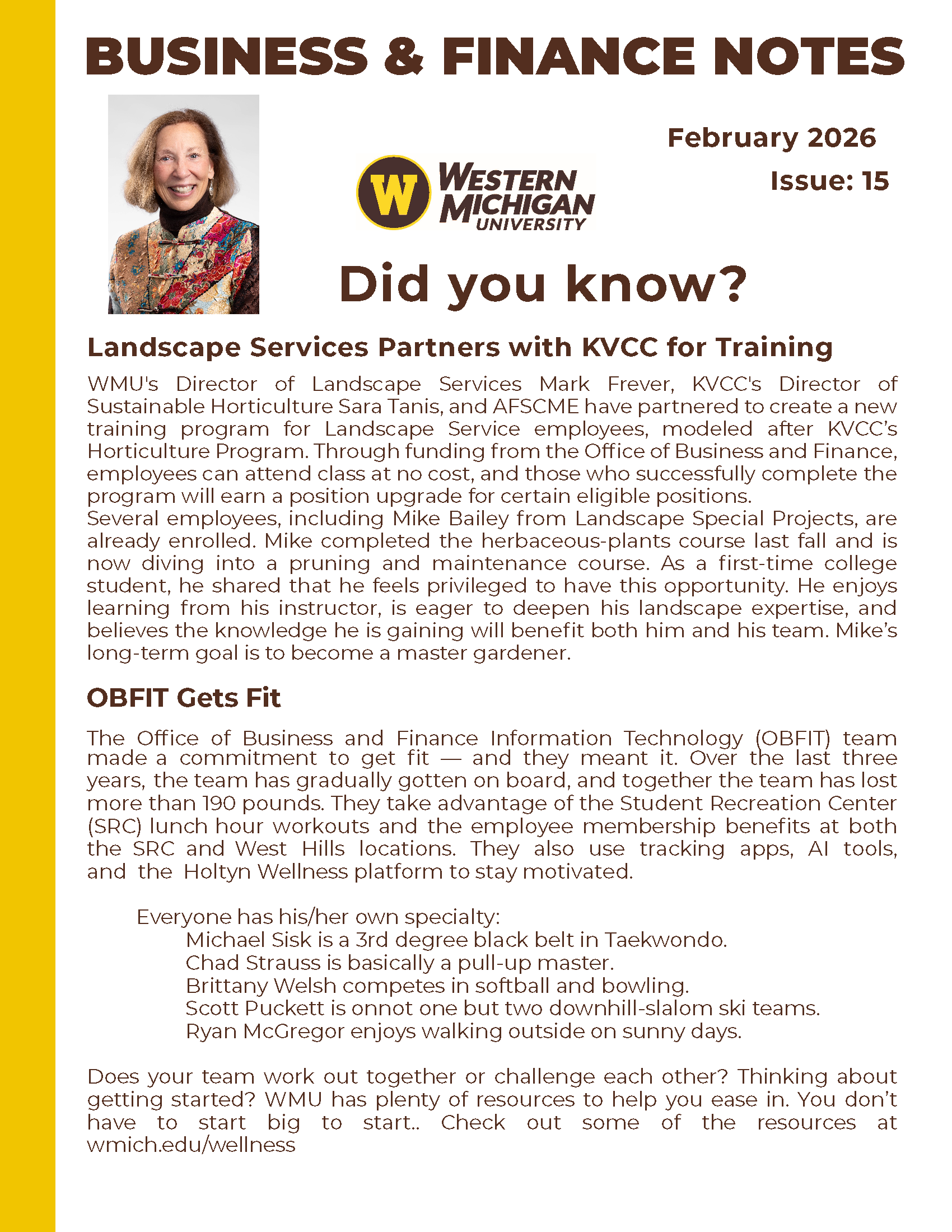 First page of February 2026 Newsletter