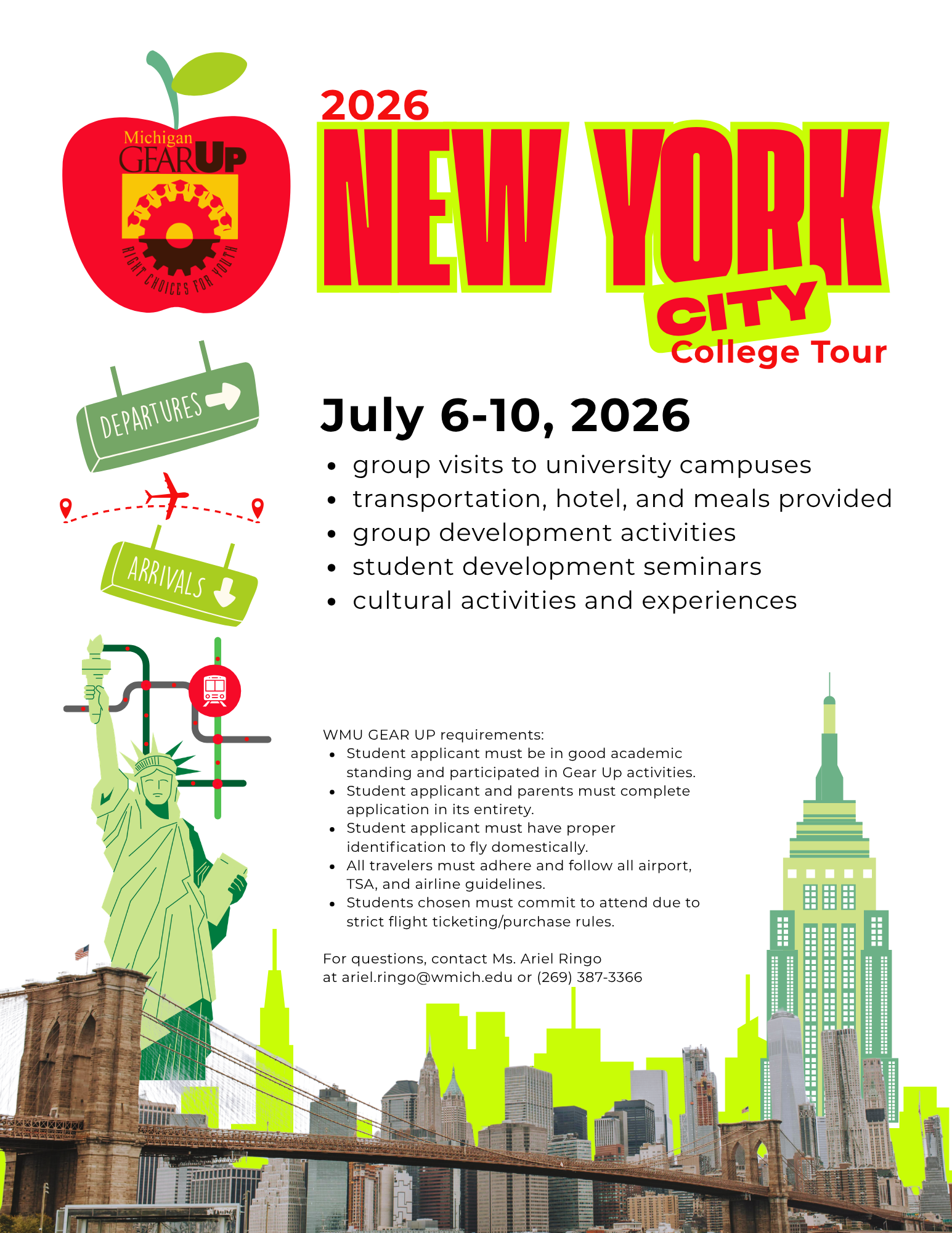 2026 summer college tour flyer 