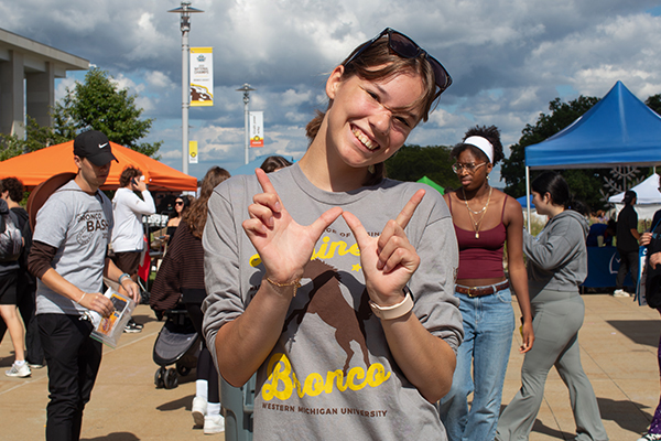 A student at student orientation