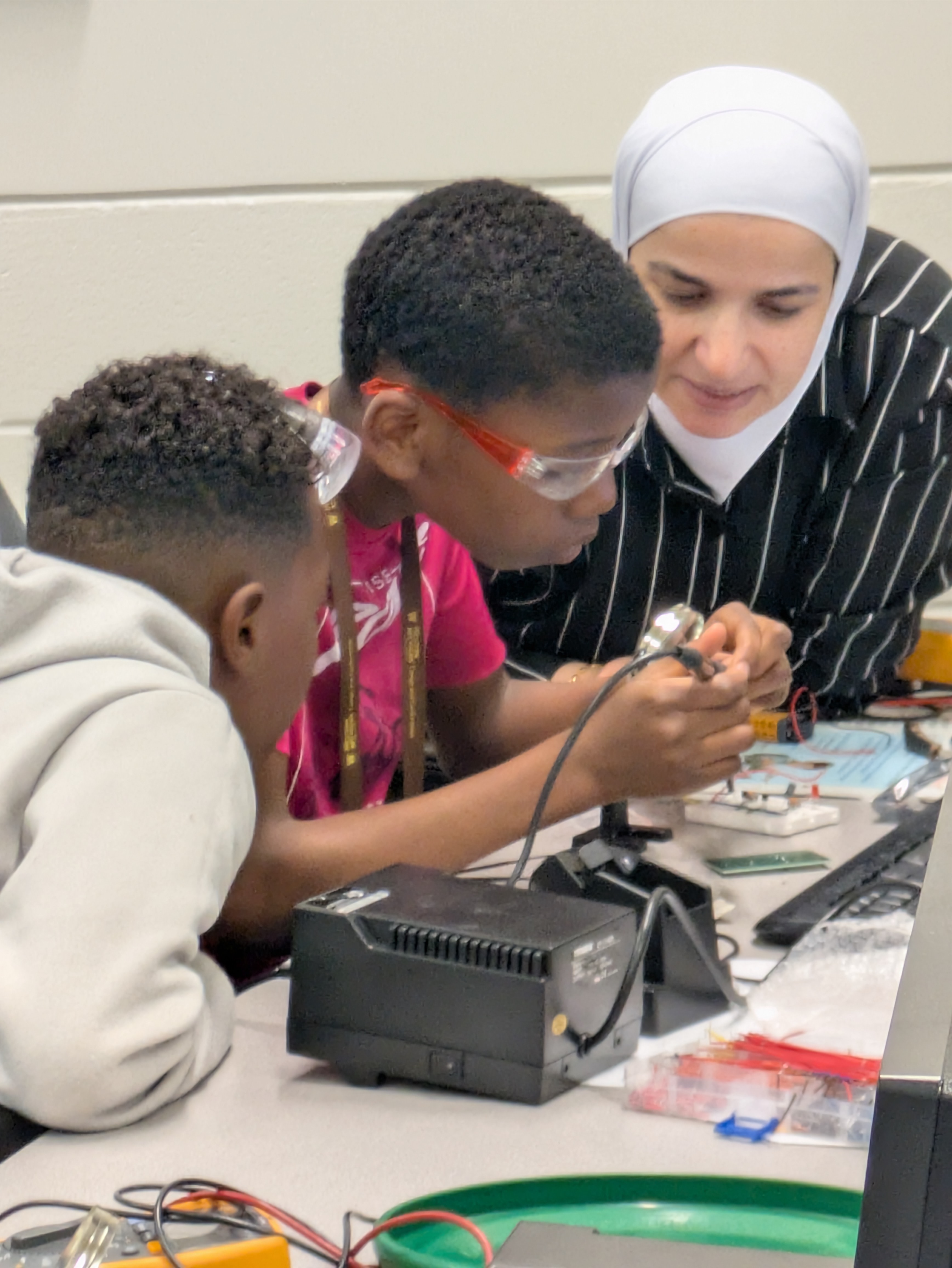 Students working on a circuit