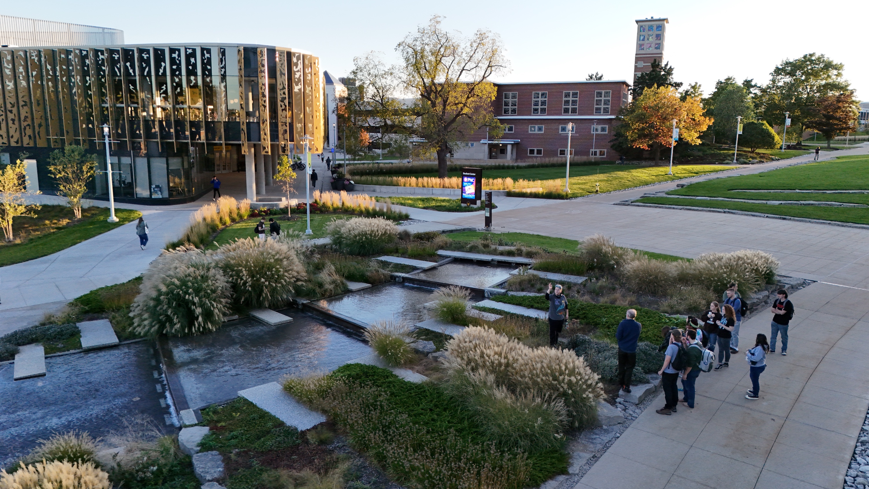 A drone view of the WMU Student Center.