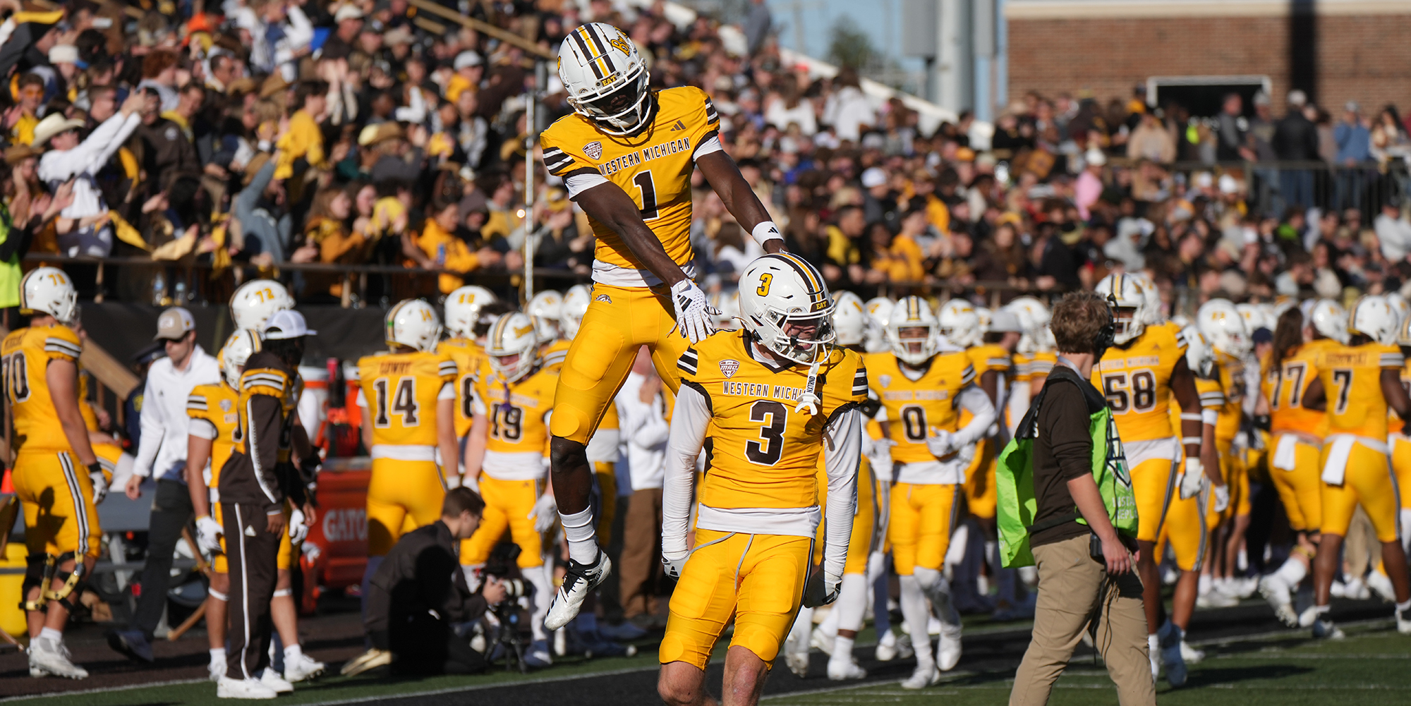 WMU Football in their gold uniforms vs. Kent State