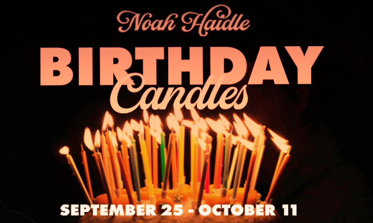 A birthday cake with candles lit and the words "Birthday Candles"