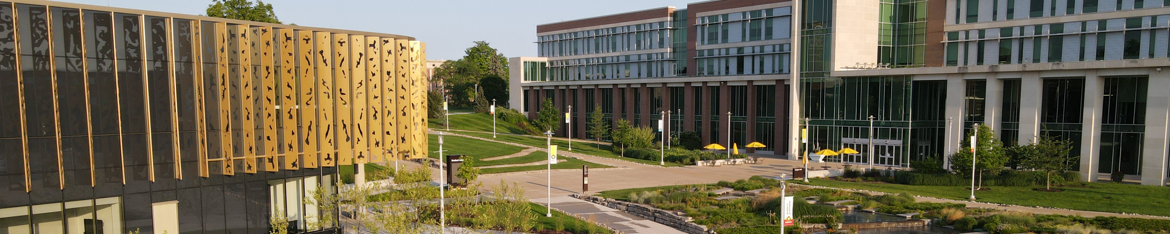 summer landscape of student center