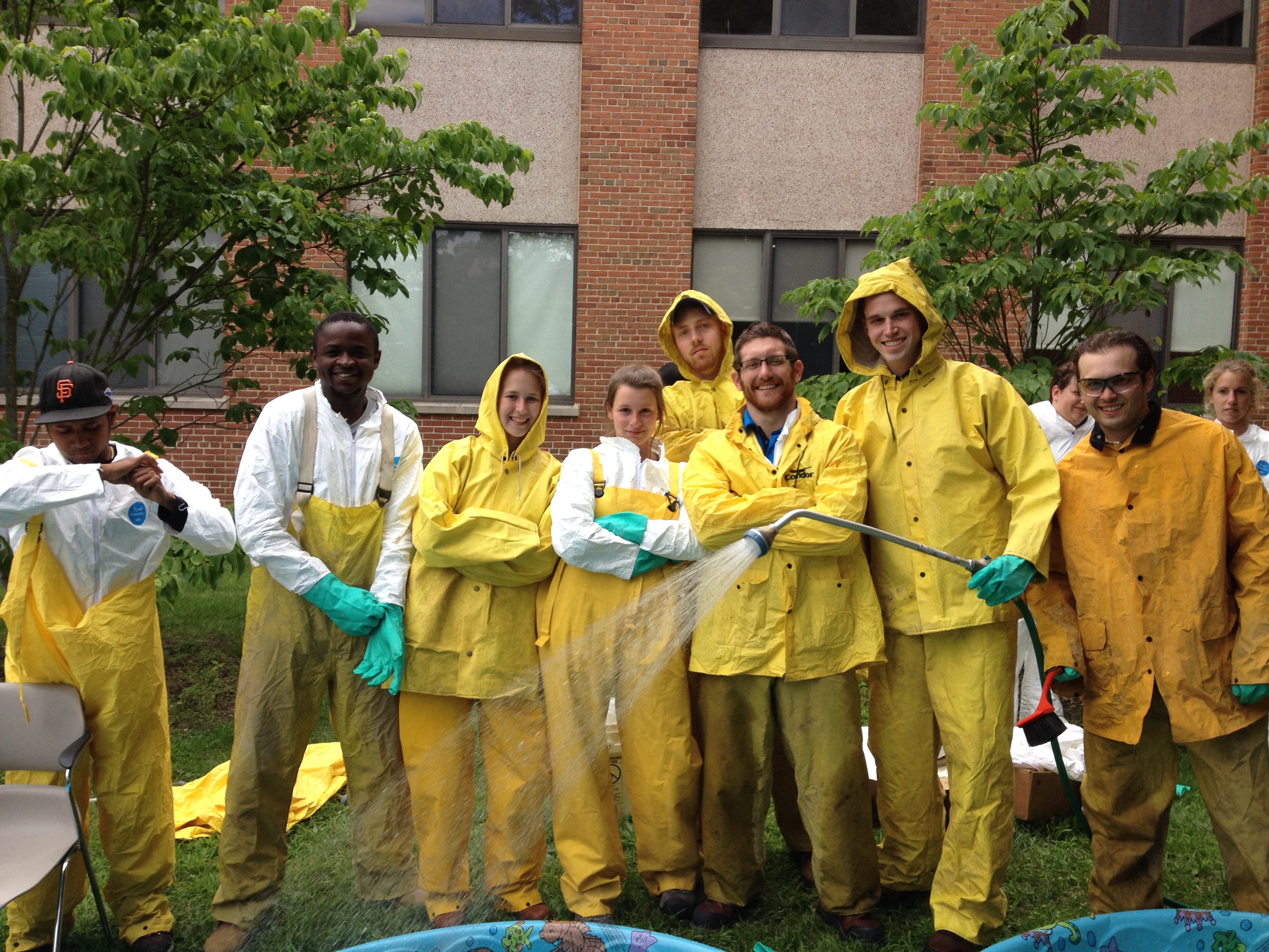 student practicing decontamination