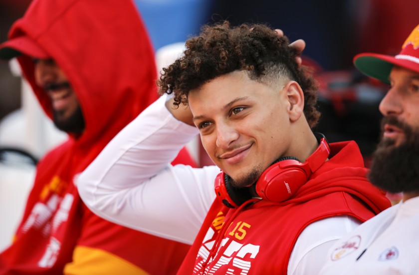 Patrick Mahomes smiling.