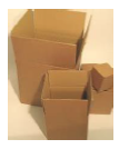 Three cardboard boxes of various sizes.
