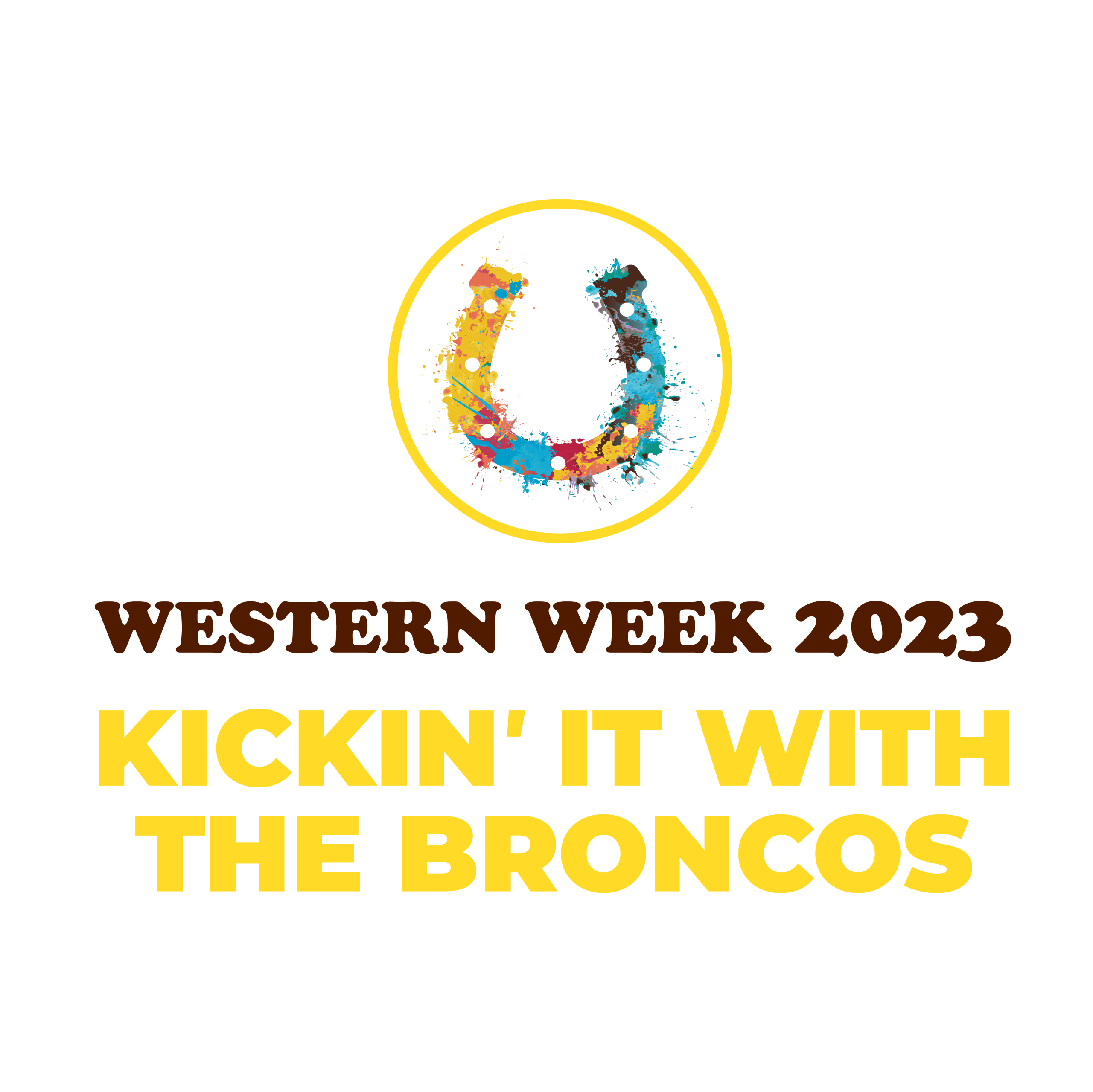 Western Week 2023 logo with Kickin' it with the Broncos tag line.