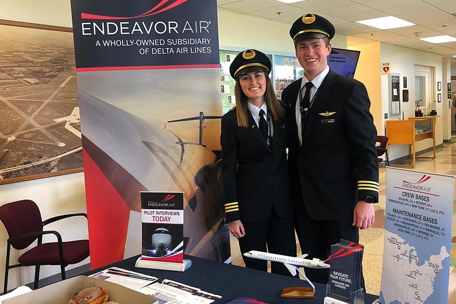 Shelbi and Ben Egan during an Endeavor recruiting event