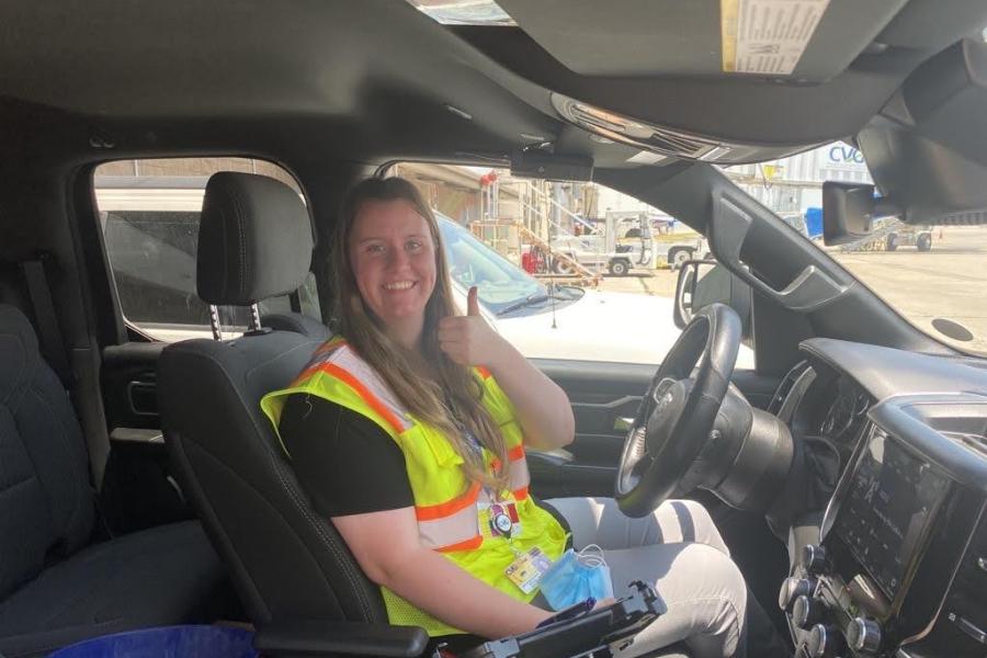 Erickson after passing her CBG Movement Area Driver's Test