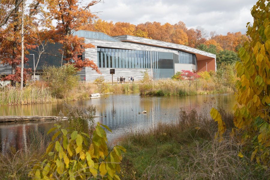 Valley Dining view from the pond in the fall.