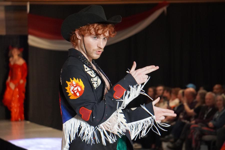 Male student at fashion show