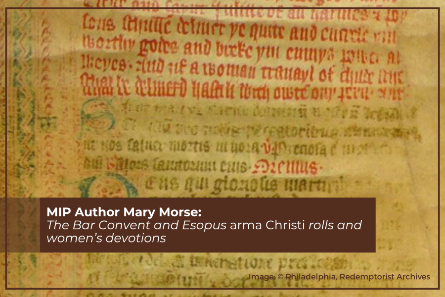 An image of a manuscript, aged paper with red blue and black text in Latin.
