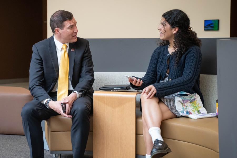 President Kavalhuna and WMU student Kaylin McCullough.