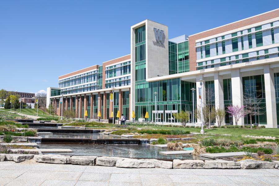 The exterior of Sangren Hall.