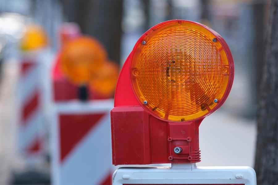 Close up image of construction barriers