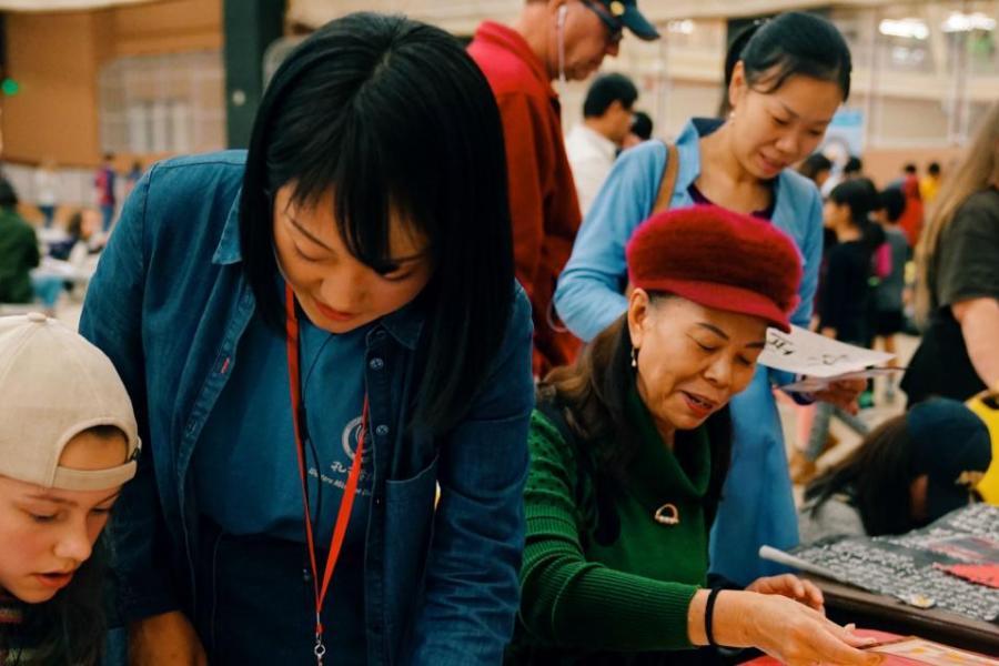 Students at an outreach event