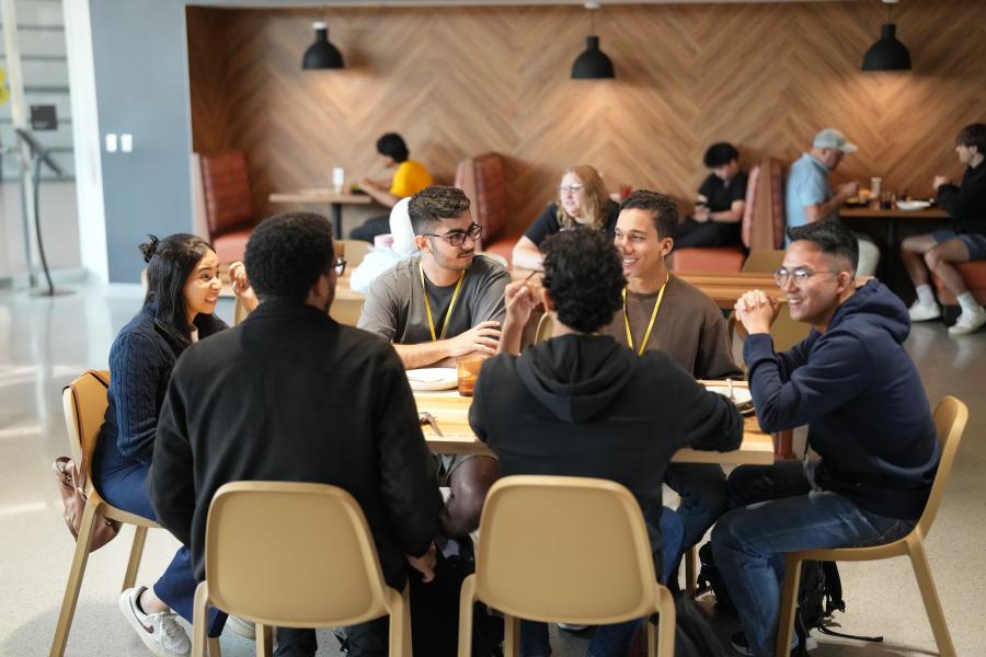 Students eat a meal at the 3rd floor student center dining facility