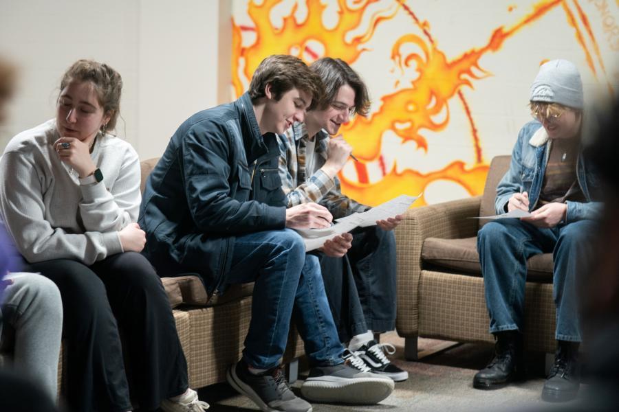 Student studying in Engineering House