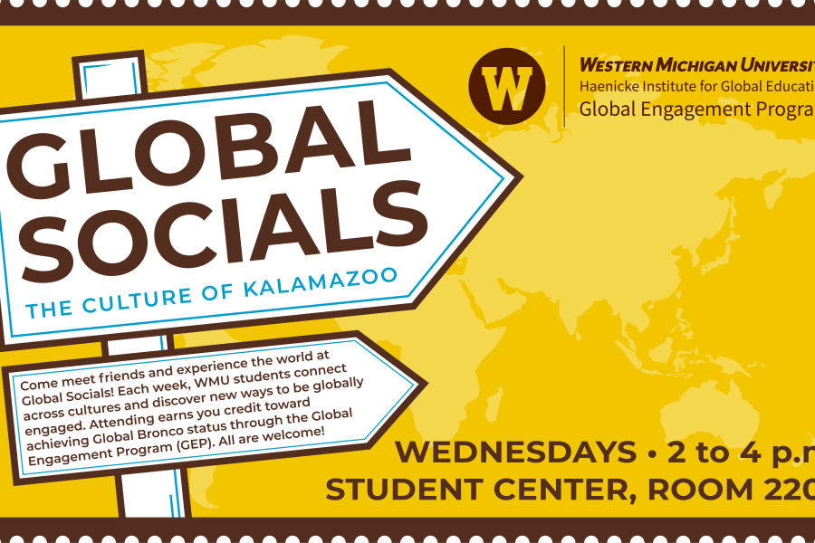 A yellow poster promoting Global Socials