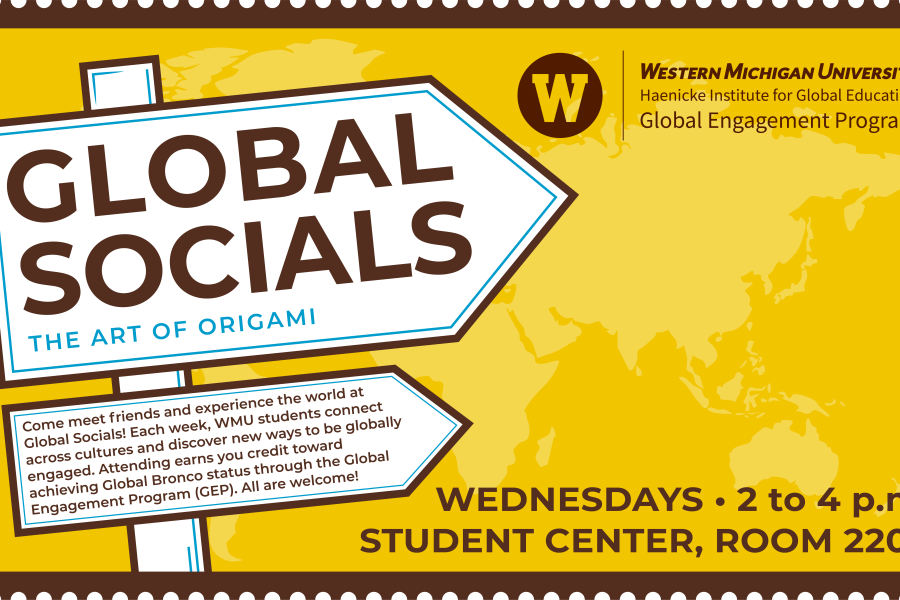 A yellow poster promoting Global Socials