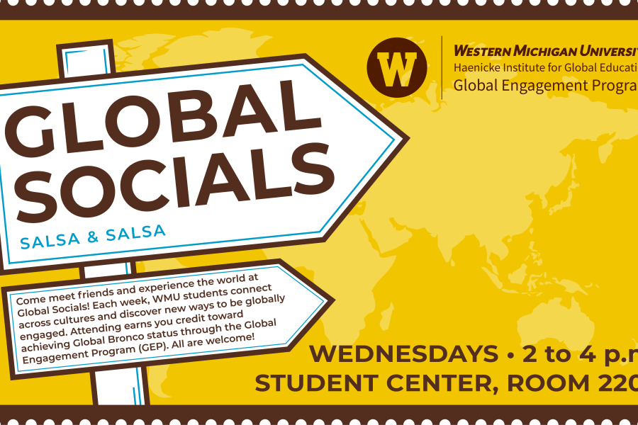 A yellow poster promoting Global Socials