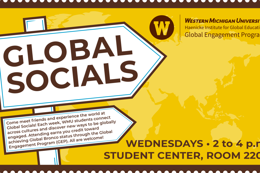 A yellow poster promoting Global Socials