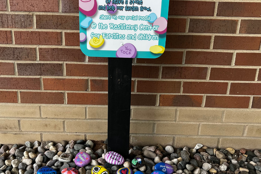 Rock garden with painted rocks