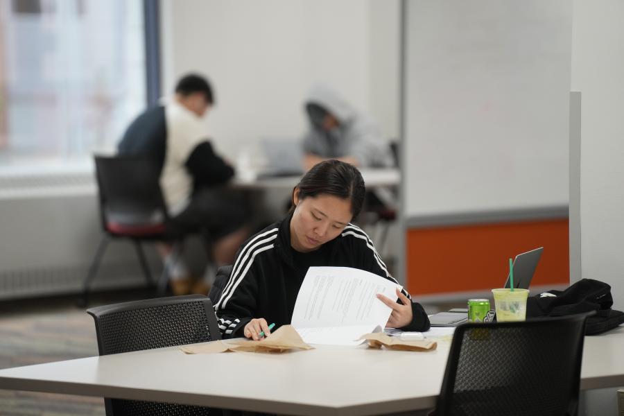 A student studying