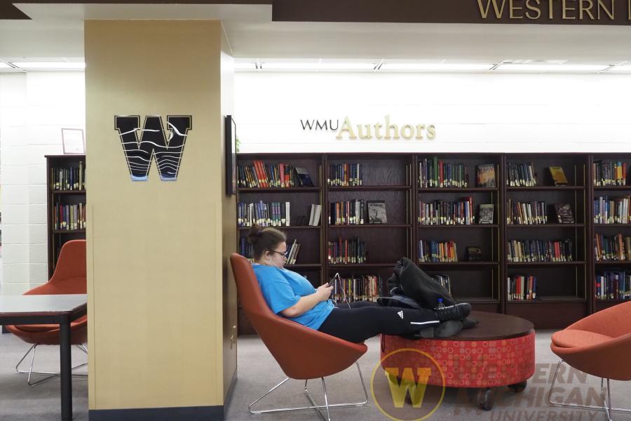 Student sitting in WMU Library