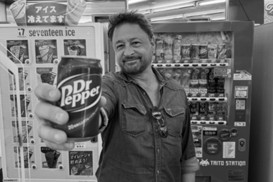 Photo of Sreten Gajic holding a can of Dr Pepper