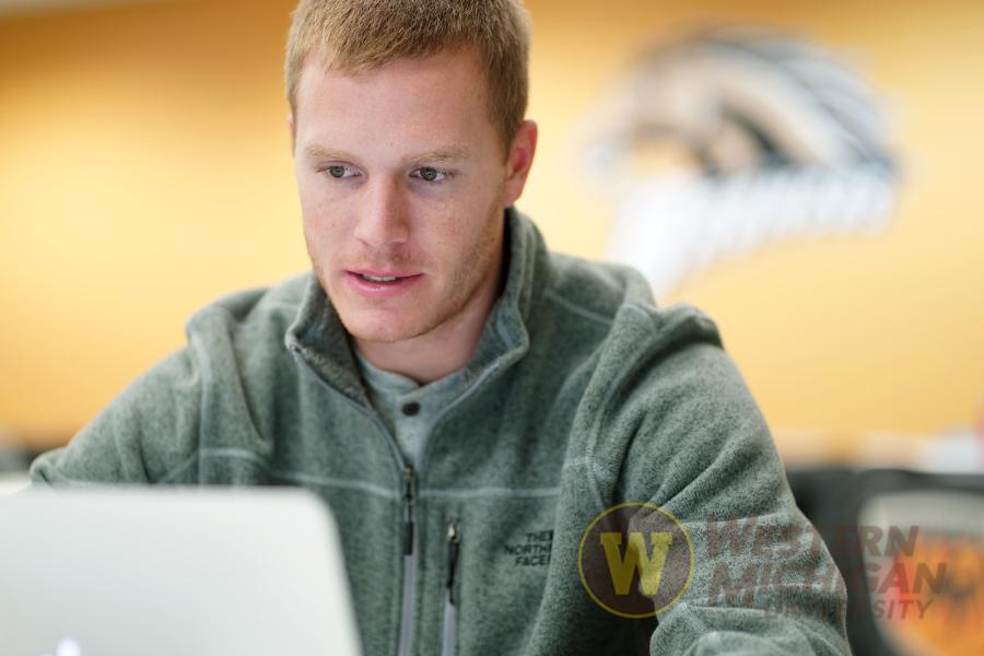 Student working on laptop