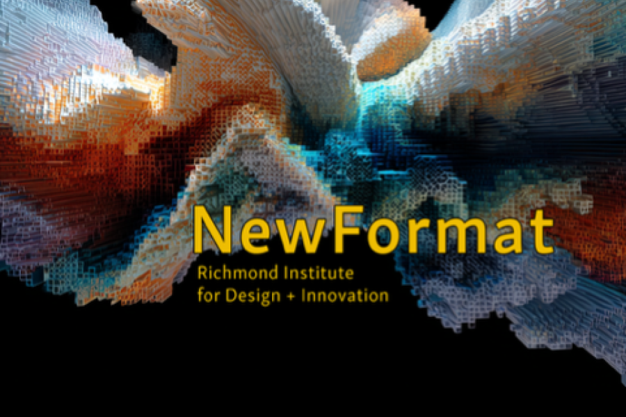 New Format Studio, Richmond Institutute for Design and Innovation. Graphic includes millions of cubes forming and organic shape.