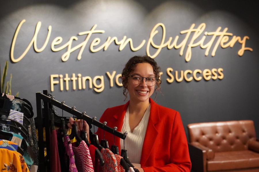 student inside western outfitters