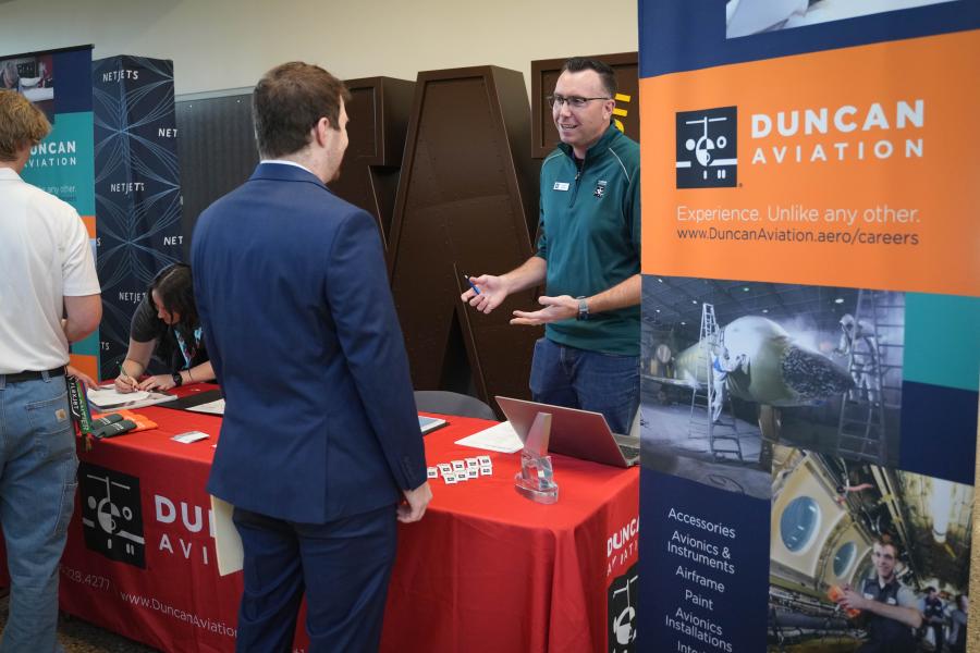 student at career fair