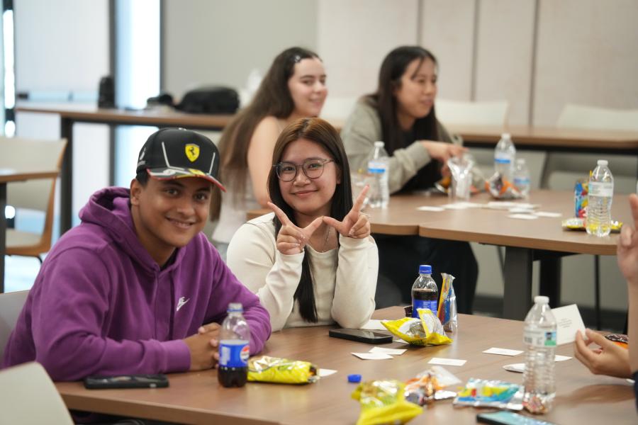 Students of the Center for English Language and Culture at a welcome party hosted by the Foreign Language and Cultures Club