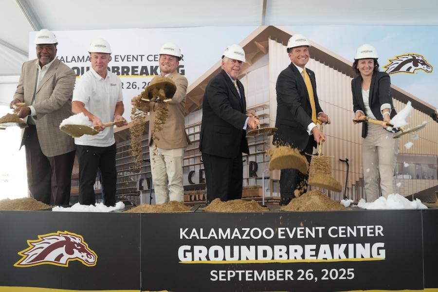 WMU leadership breaking ground at the new event center.