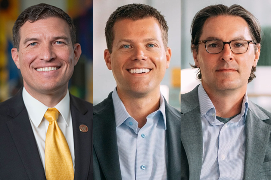 Portraits of WMU President Russ Kavalhuna, Doug Lepisto and Derrick McIver.
