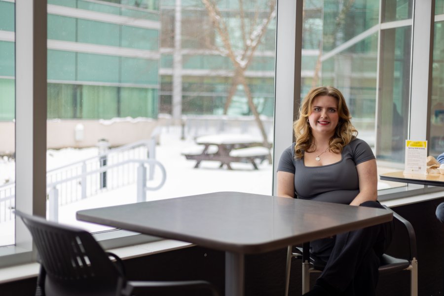 Nicole Blankenship in Floyd Hall, home to the College of Engineering and Applied Sciences. 